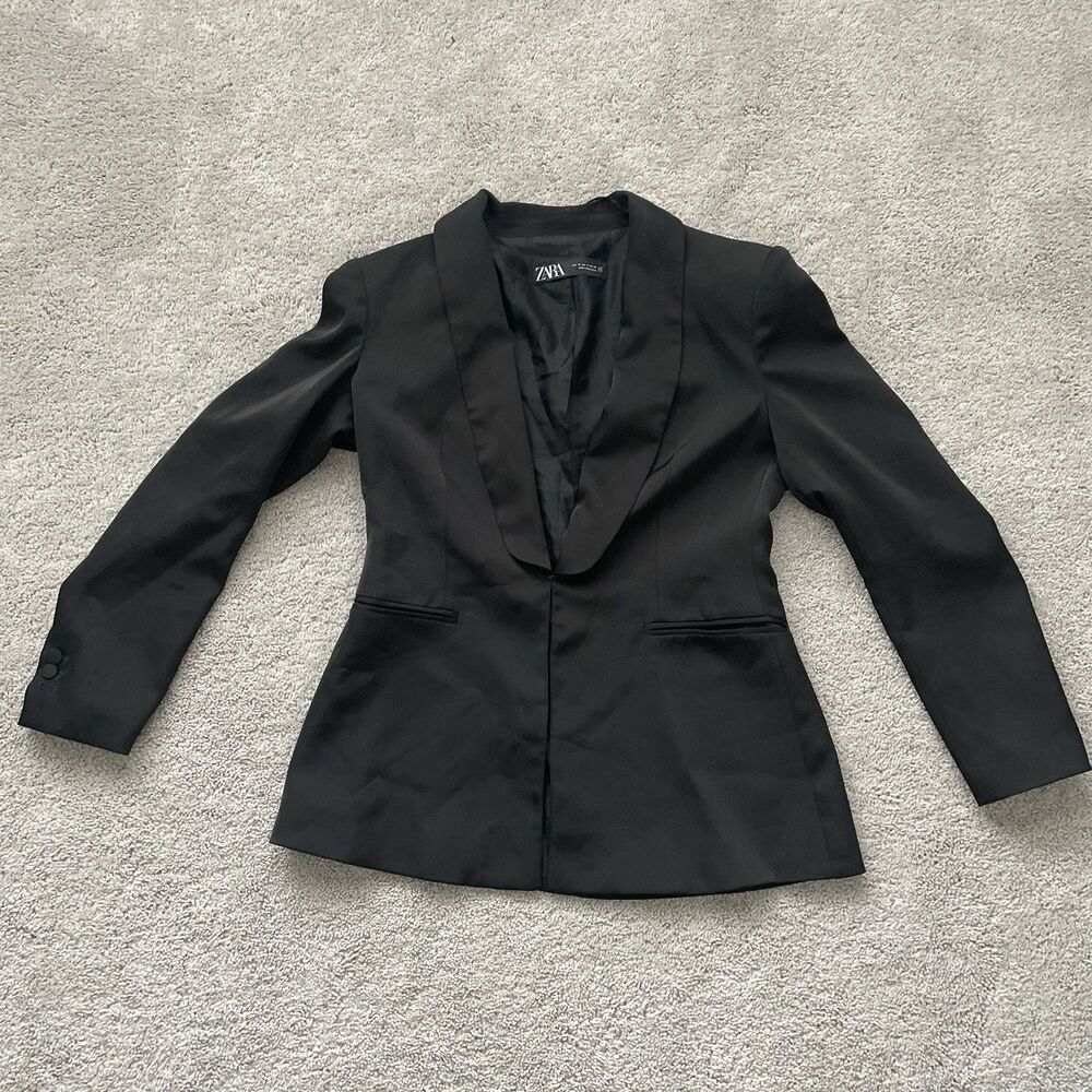 Zara Women's Blazer Tuxedo Black Medium